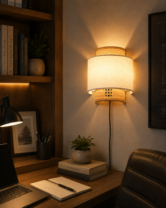 LIMELIGHT Aveline – Woven Rattan Wall Sconce