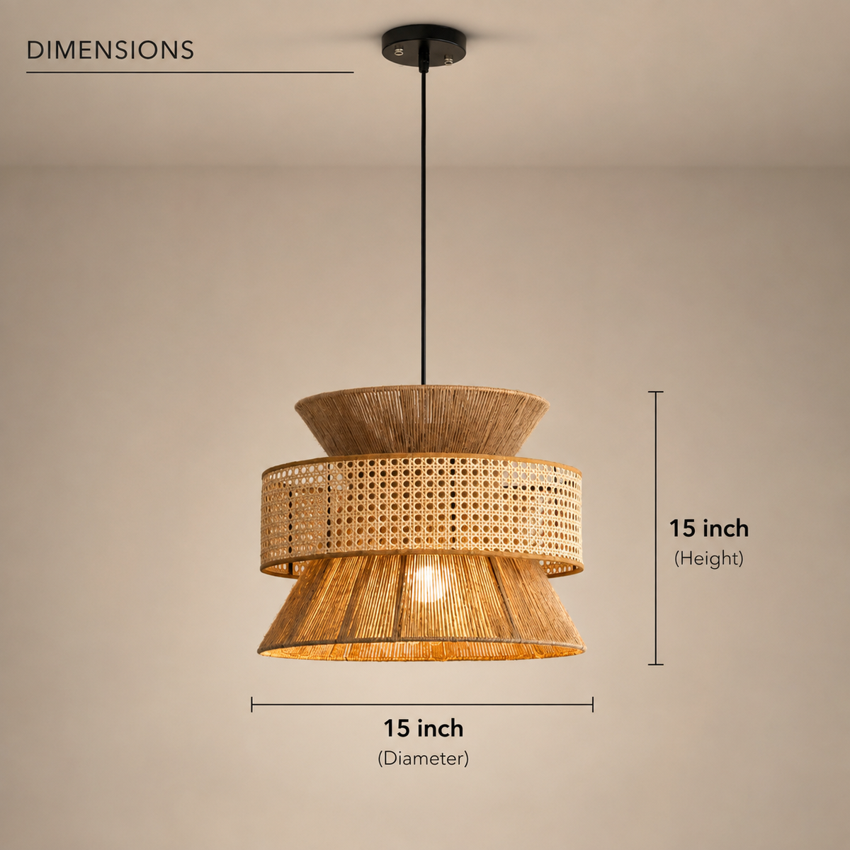 LIMELIGHT Elara – Woven Rattan Pendant Light