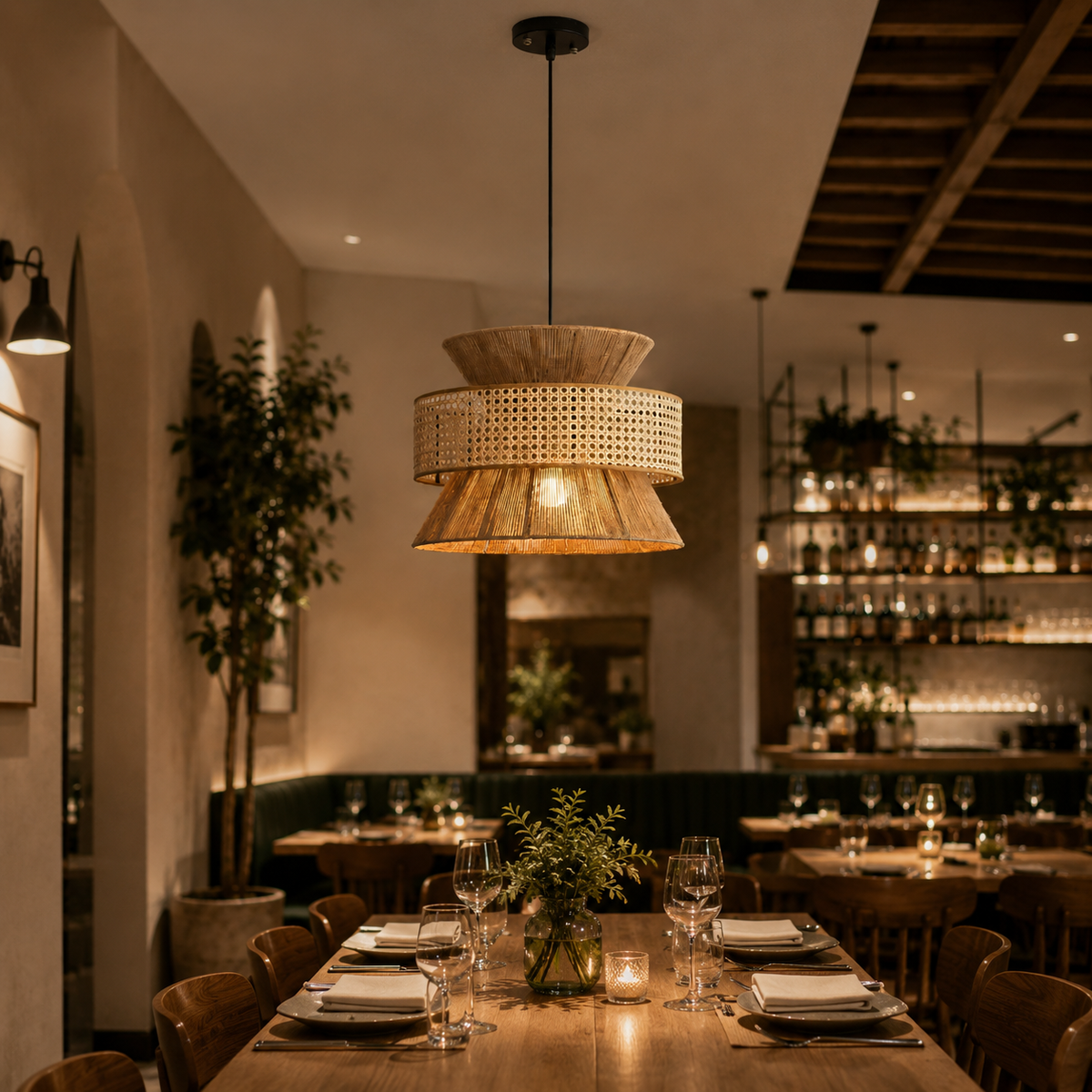 LIMELIGHT Elara – Woven Rattan Pendant Light