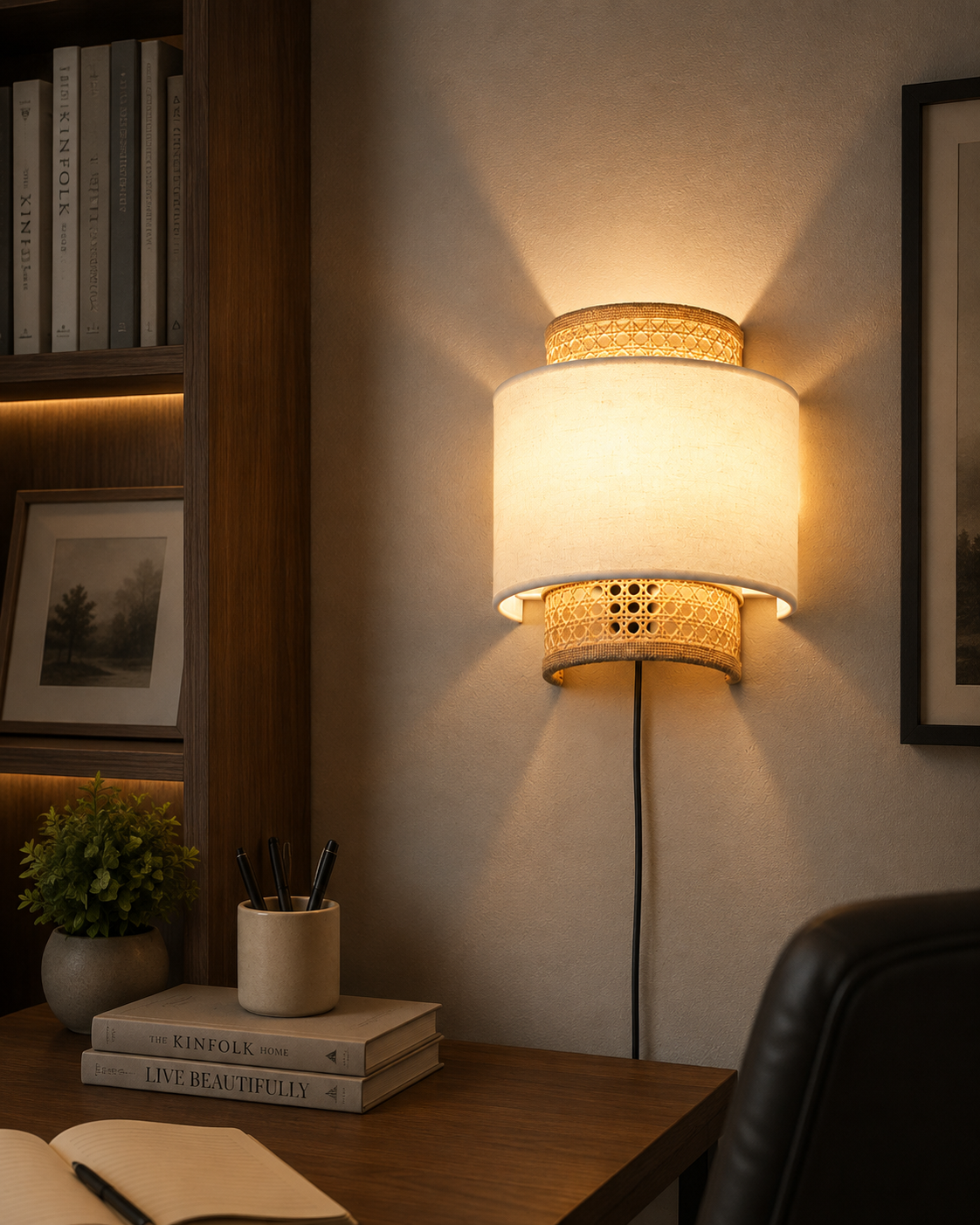 LIMELIGHT Aveline – Woven Rattan Wall Sconce