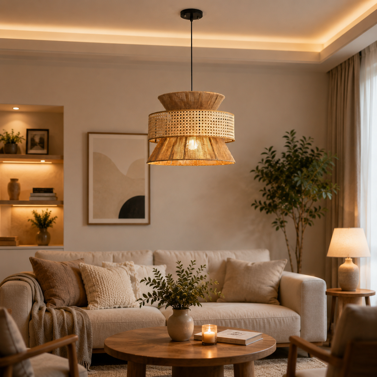LIMELIGHT Elara – Woven Rattan Pendant Light